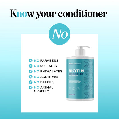 Maple Holistics Biotin Conditioner for Thinning Hair – Sulfate-Free, Silicone-Free, Argan Oil, Green Tea & B Vitamins (32 oz)