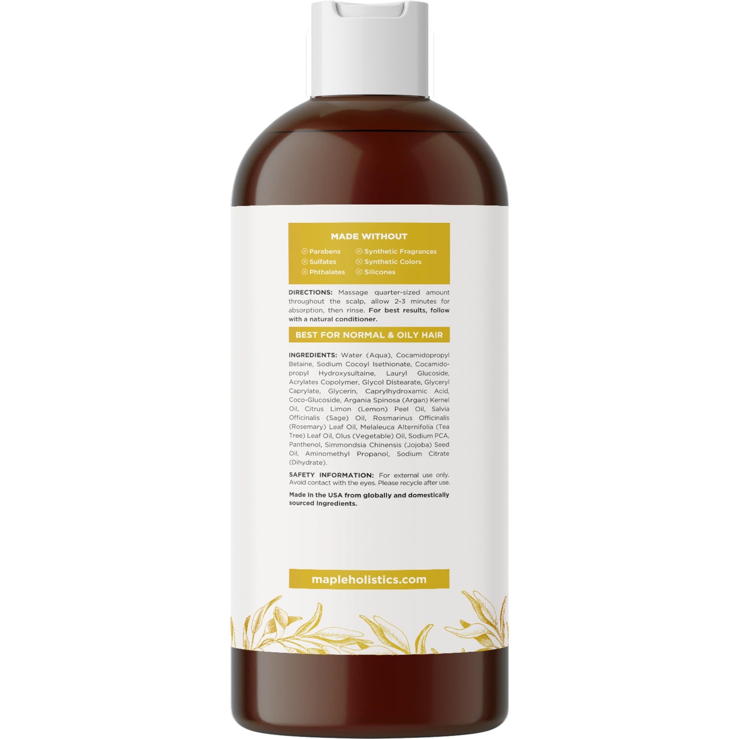 Maple Holistics Sulfate Free Shampoo for Oily Hair – Lemon Sage Clarifying Shampoo