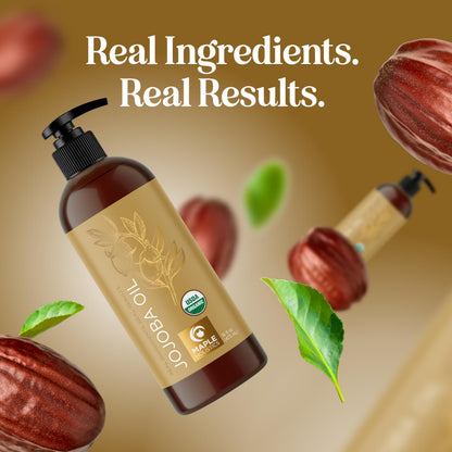 Maple Holistics Organic Jojoba Oil – Cold Pressed, 100% Pure, Skin, Hair & Nails Carrier Oil