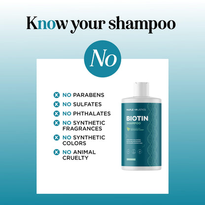 Maple Holistics Volumizing Biotin Shampoo for Thinning Hair – Peppermint, Argan & Essential Oils (Sulfate-Free)