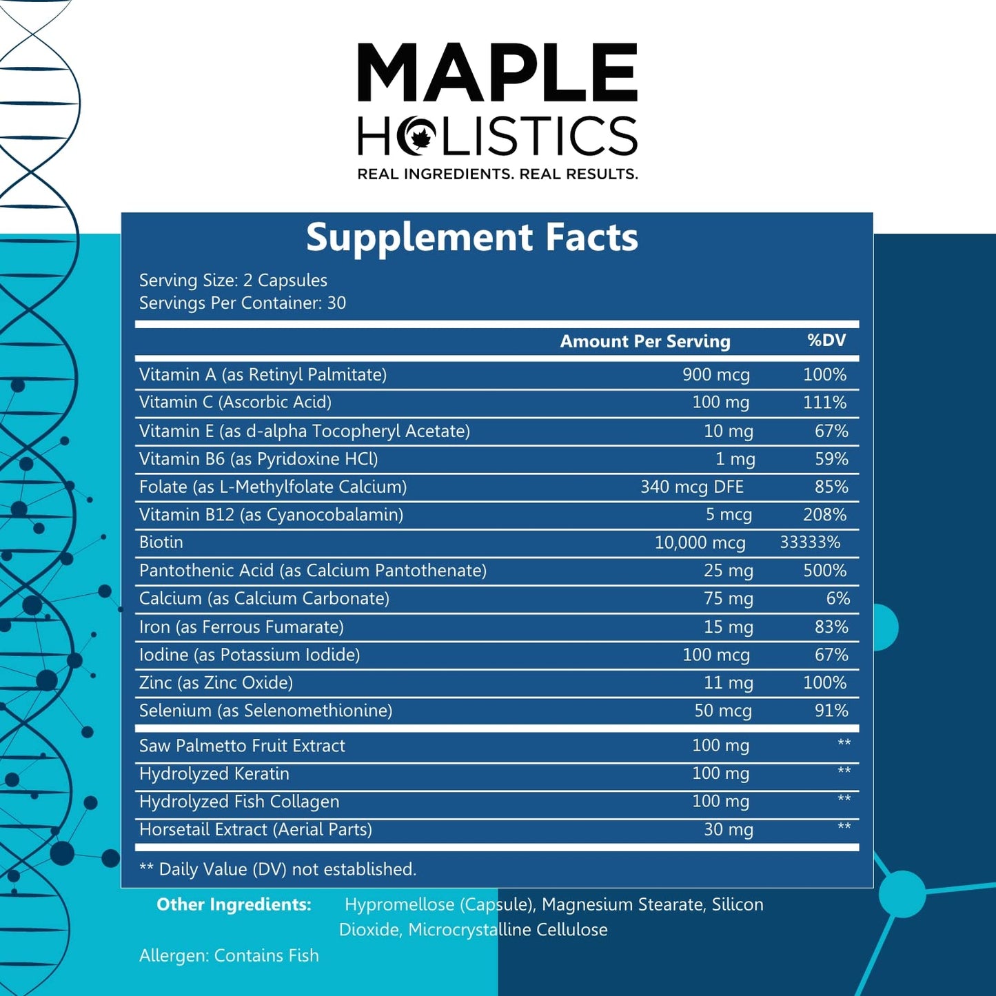 Maple Holistics Biotin 10000mcg & Collagen Hair Growth Supplement for Women & Men