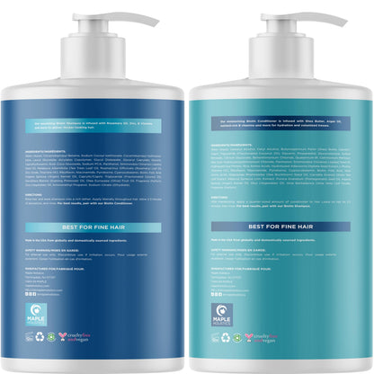 Maple Holistics Rosemary Biotin Shampoo & Conditioner Set – Volumizing, Color Safe, Sulfate Paraben & Silicone Free (32 oz)
