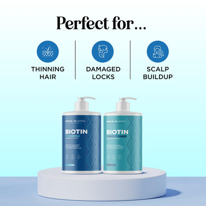 Maple Holistics Rosemary Biotin Shampoo & Conditioner Set – Volumizing, Color Safe, Sulfate Paraben & Silicone Free (32 oz)