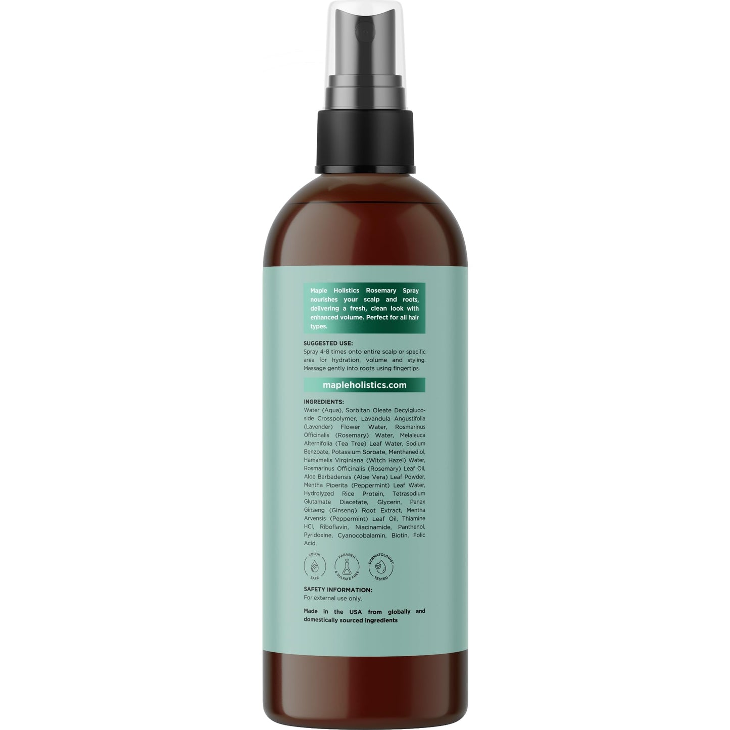 Maple Holistics Rosemary Water Spray for Hair & Scalp | Biotin Rice Water, Peppermint, Ginseng | Vegan & Cruelty-Free (8 fl oz)