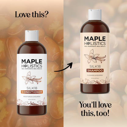 Maple Holistics Silk Protein Conditioner for Damaged Hair – Ultra Moisturizing with Shea Butter, Argan Oil, Green Tea & Aloe (16 Fl Oz)