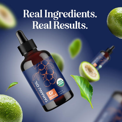 Maple Holistics 100% Pure Organic Tamanu Oil – Cold-Pressed, Virgin & Unrefined | Non-GMO, Vegan & Cruelty-Free (4 oz)