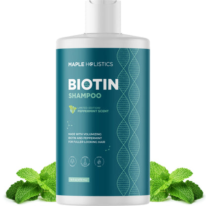 Maple Holistics Volumizing Biotin Shampoo for Thinning Hair – Peppermint, Argan & Essential Oils (Sulfate-Free)