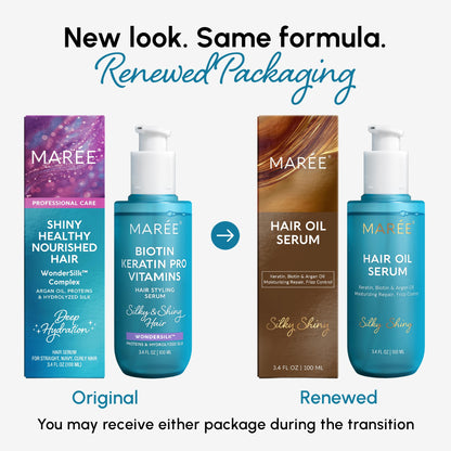 MAREE Hair Oil for Frizzy & Damaged Hair – 2 Pack | Argan Oil, Biotin & Keratin