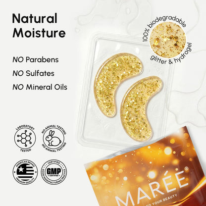 MAREE 24k Gold Glow Under Eye Gels – Cooling Hyaluronic Acid & Marine Collagen Patches