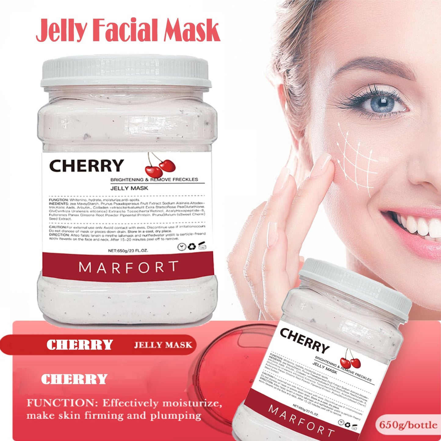 Marfort Jelly Mask for Facials – Hydrojelly Peel-Off, 23oz Cherry
