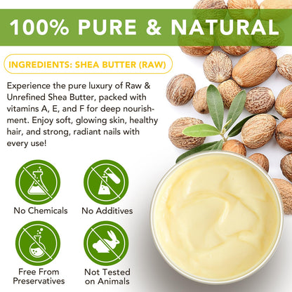 Mariayu Shea Butter Raw Organic — Deep Hydration for Skin & Hair, 7.8 oz