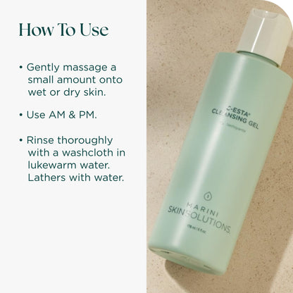 Marini SkinSolutions C-ESTA Vitamin C Cleansing Gel with DMAE – Mild, Cruelty-Free Facial Cleanser – Made in USA – 6 fl oz