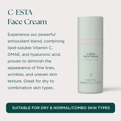 Marini SkinSolutions C-ESTA Face Cream – Vitamin C, DMAE & Hyaluronic Acid | Lift & Firm - 1 oz - Made in USA