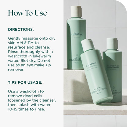 Marini SkinSolutions Clean Zyme - Exfoliating Papain Face Cleanser, Cruelty-Free, USA Made (6 fl oz)