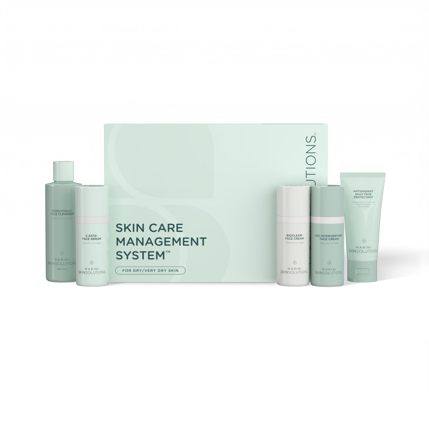 Marini SkinSolutions Skin Care Management System for Dry to Very Dry Skin | SPF 33 Antioxidant Protectant – Made in USA