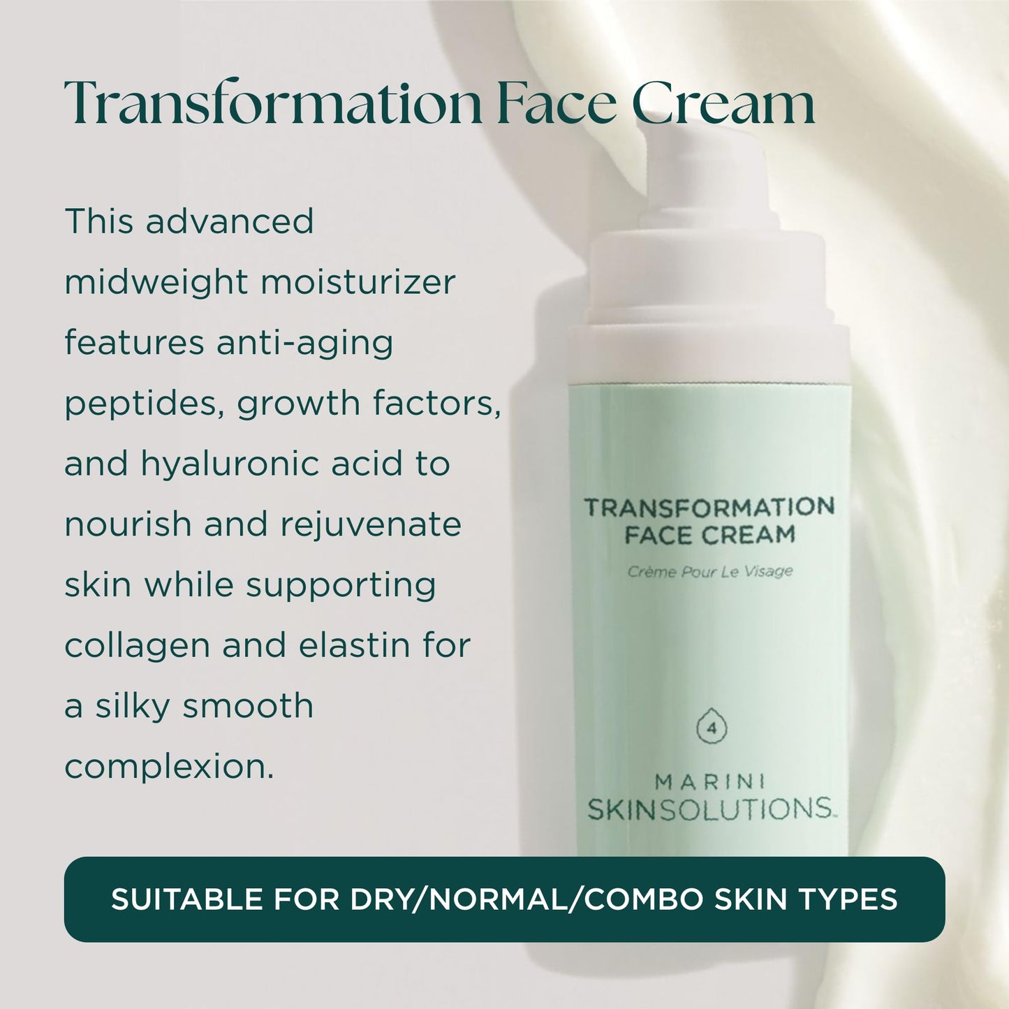 Marini SkinSolutions Transformation Face Cream – Advanced Moisturizer with Peptides, Growth Factors & Hyaluronic Acid | Cruelty-Free, Made in USA, 1 oz