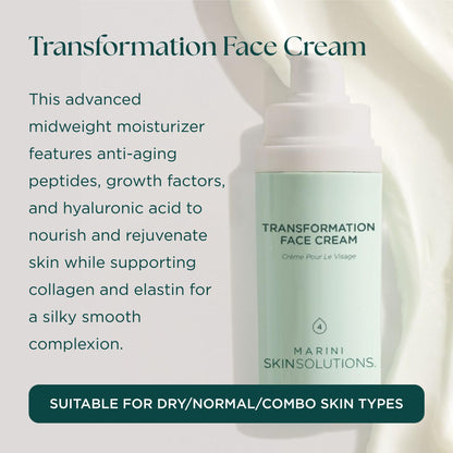 Marini SkinSolutions Transformation Face Cream – Advanced Moisturizer with Peptides, Growth Factors & Hyaluronic Acid | Cruelty-Free, Made in USA, 1 oz