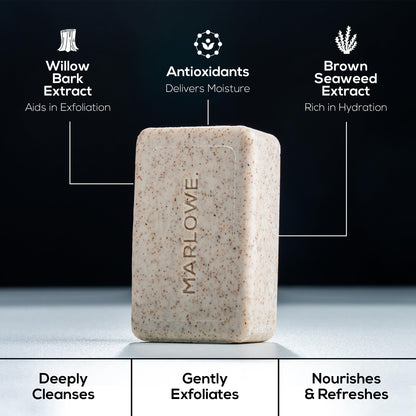 MARLOWE No. 102 Oud Wood Body Scrub Soap – 7 oz Exfoliating Bar