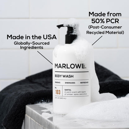 MARLOWE. No. 103 Body Wash – 15 oz Pump, Santal, Energizing & Refreshing Shower Gel