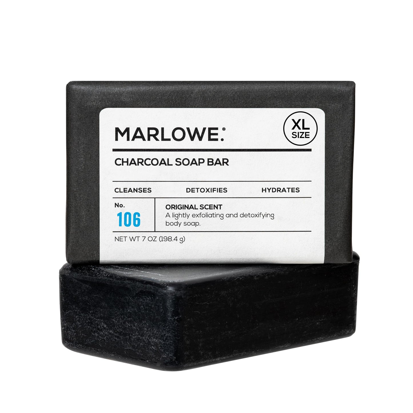 MARLOWE No. 106 Charcoal Soap 7 oz – Purifying, Hydrating Body Bar for Men