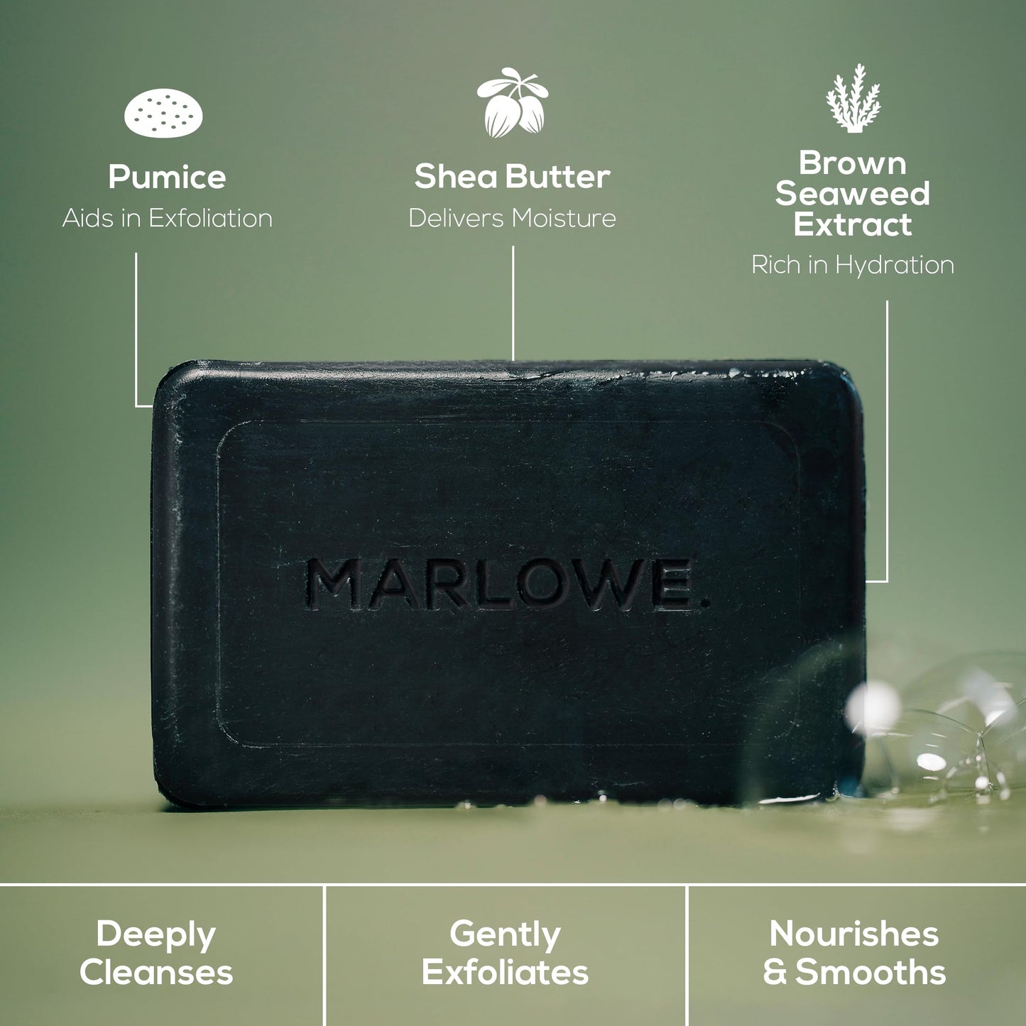 MARLOWE No. 106 Charcoal Soap 7 oz – Purifying, Hydrating Body Bar for Men