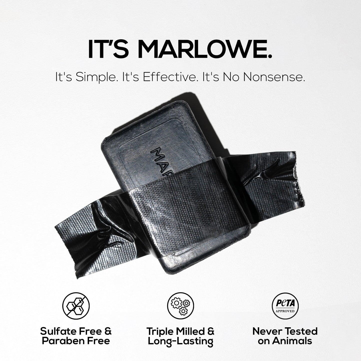 MARLOWE No. 106 Charcoal Soap – 7 oz Bar (3-Pack) Purifying, Hydrating for Men with Woodsy Sage + Fir