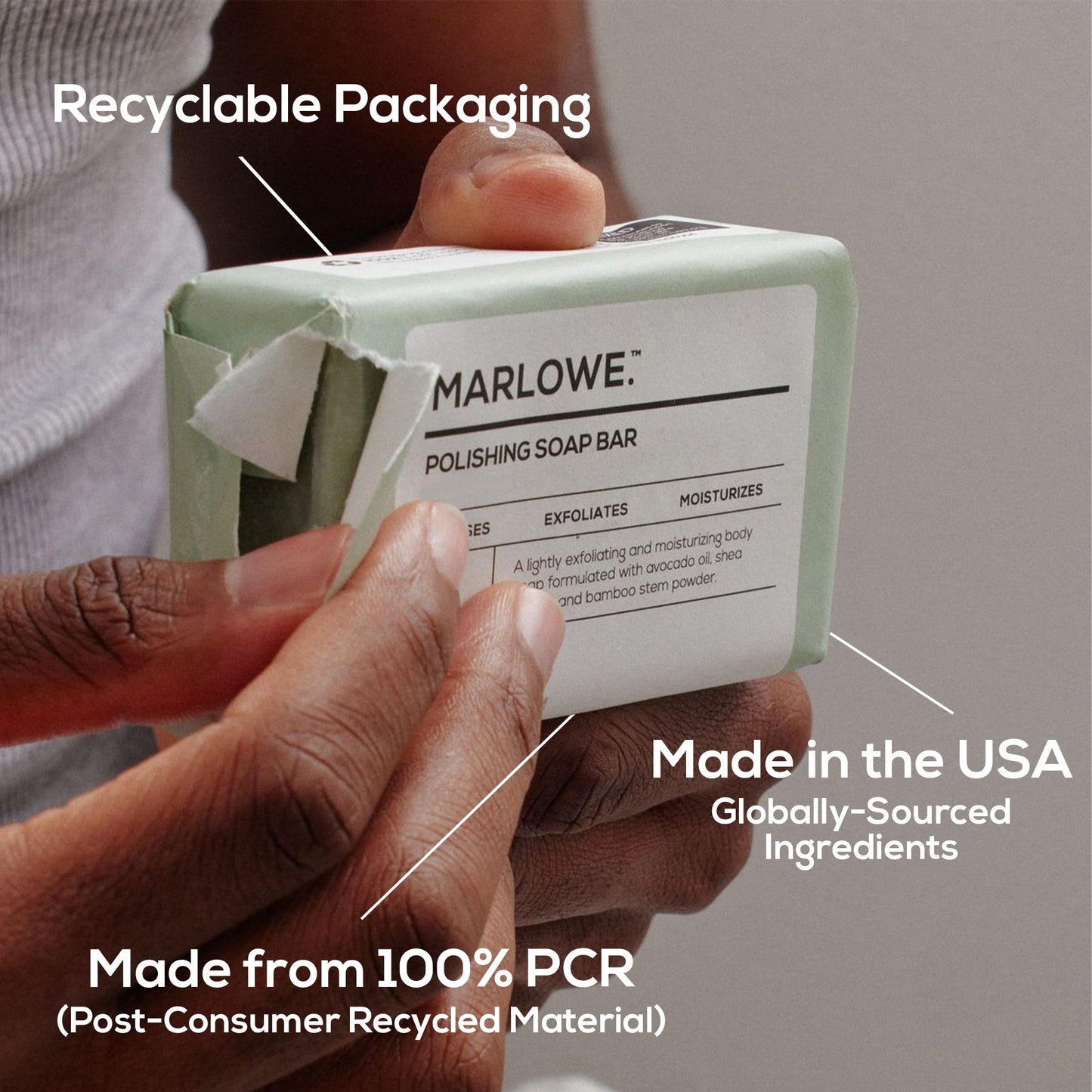 MARLOWE No.108 Lightly Exfoliating Soap Bar 7oz – 3 Bars | Polishing, Moisturizing & Cleansing for Men