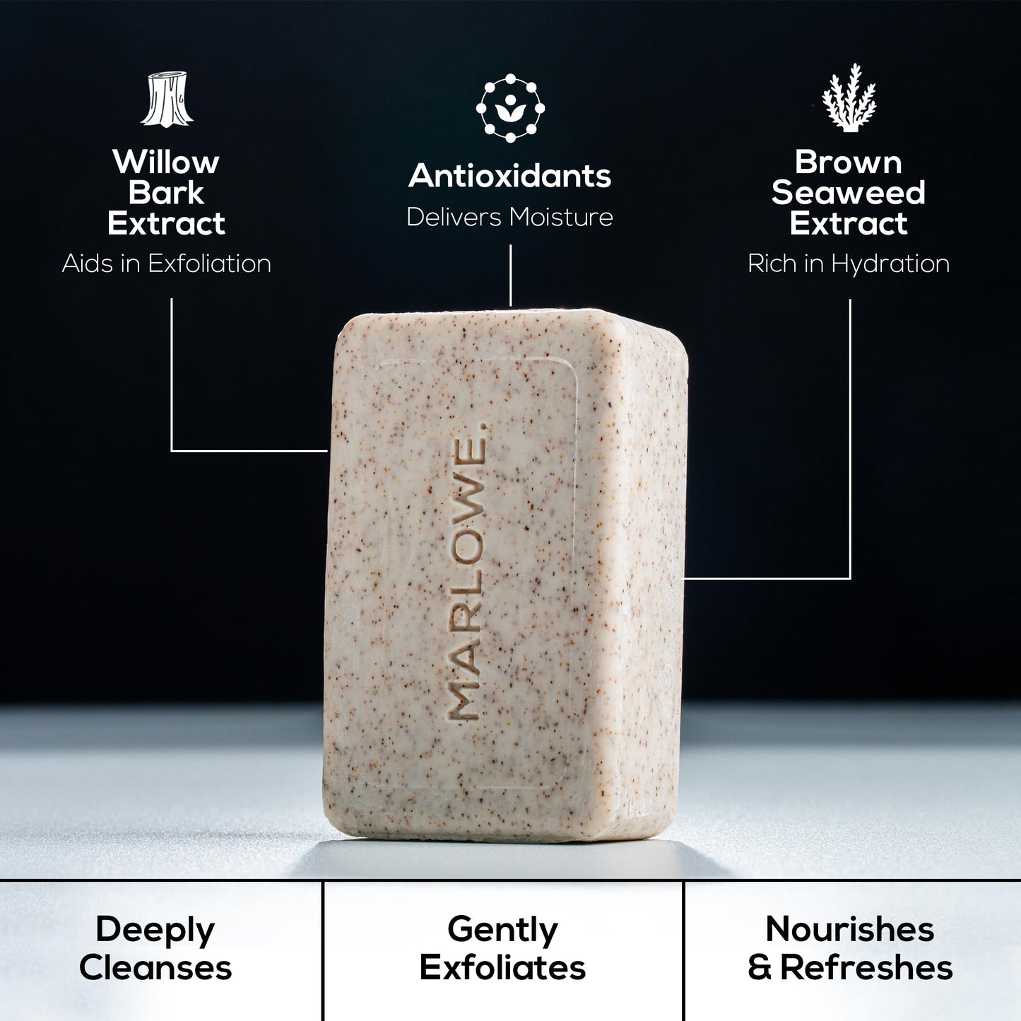 MARLOWE No. 102 Body Scrub Soap 7 oz – Santal | Exfoliating Bar with Shea Butter, Olive Oil & Green Tea