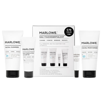 MARLOWE Men's Skin Care Set No204 Daily Essential Face Kit – Cleanser, Moisturizer, Eye Cream, SPF50 Lotion – Great Gift