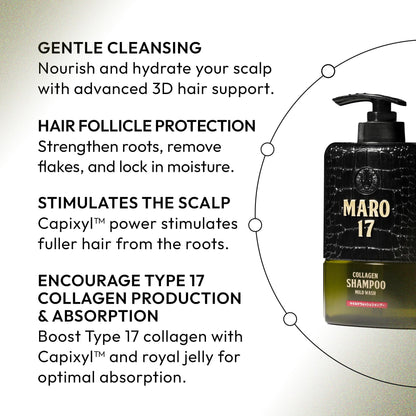 MARO17 Collagen Shampoo – Gentle Deep-Cleanse for Dandruff, Hydration & Collagen Support