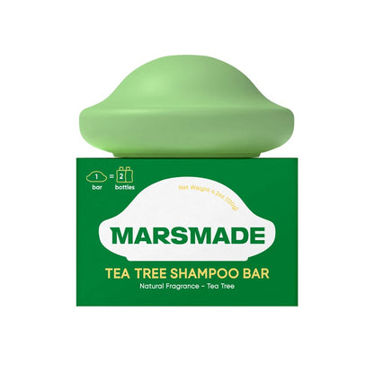MARS MADE Tea Tree Shampoo Bar 2.0 – Hydrating & Purifying Solid Shampoo for All Hair Types (120g)