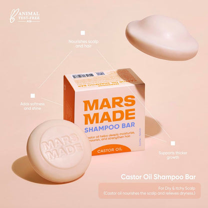 Mars Made Castor Oil Shampoo Bar – Hydrating Solid Shampoo for All Hair Types