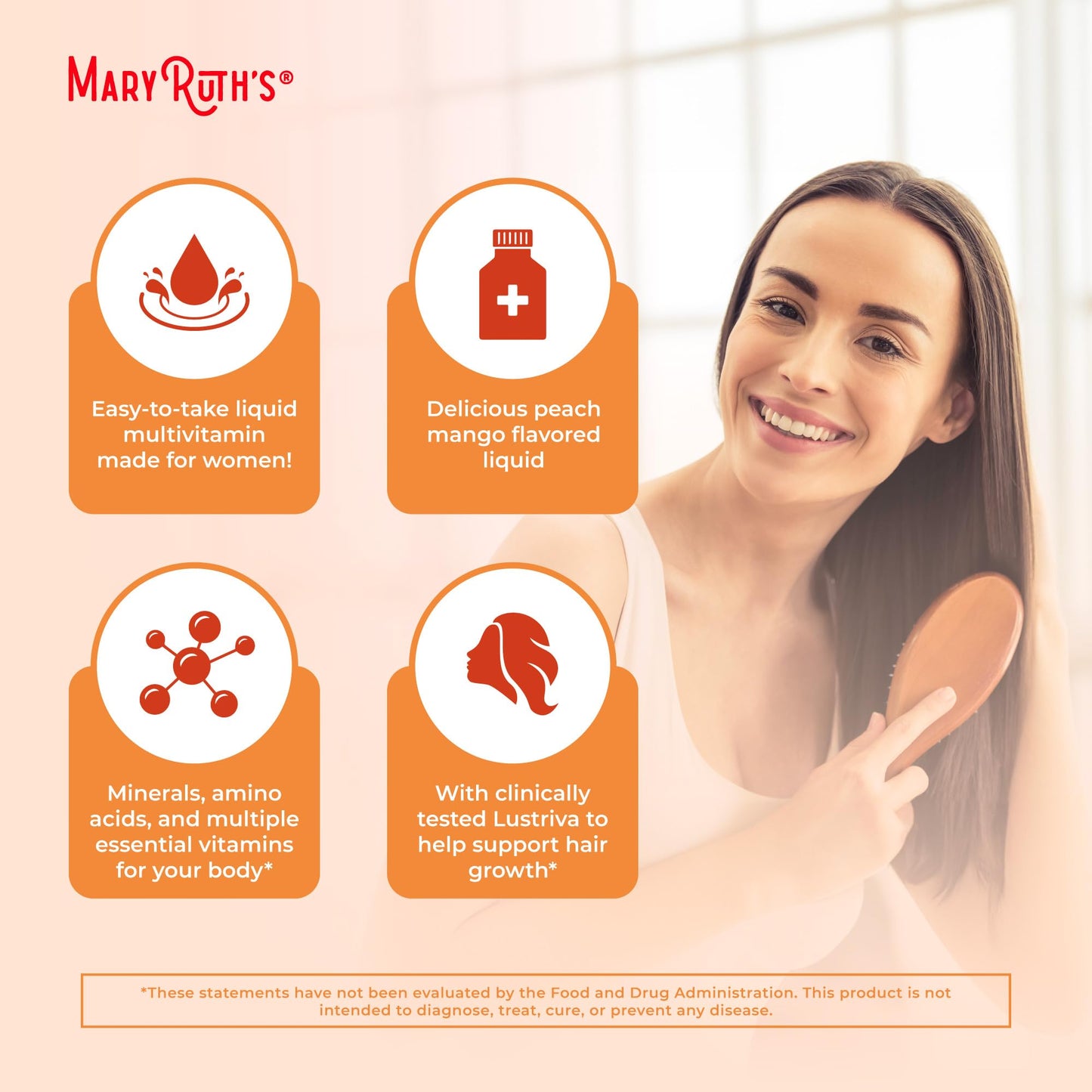MaryRuth Organics Liquid Multivitamin + Hair Growth Travel Pack – Lustriva, Biotin 10000 mcg, 8 x 1 oz