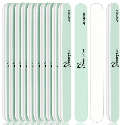 Maryton Nail Buffer and Shine Kit – 10pc Buffers (400/6000 Grit) for Natural Nails