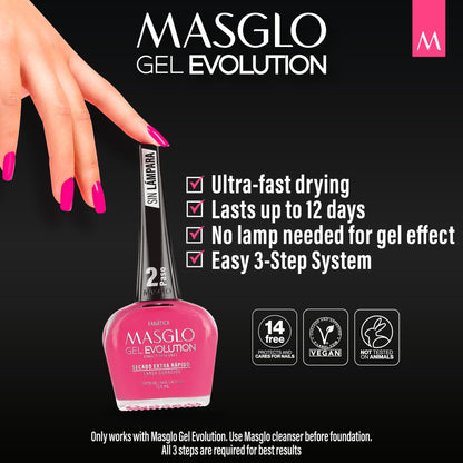 MASGLO Gel Evolution – Set of 3 No-Lamp Gel Polish, Fast-Drying, 12-Day Wear, 14-Free Formula, High-Gloss, Vegan (0.5 oz Each)
