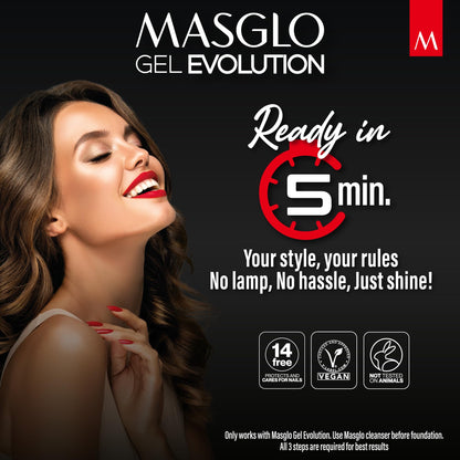 MASGLO Gel Evolution – Set of 3 Nail Polishes (No Lamp Needed) | Fast-Drying, 12-Day Wear, 13-Free, Vegan