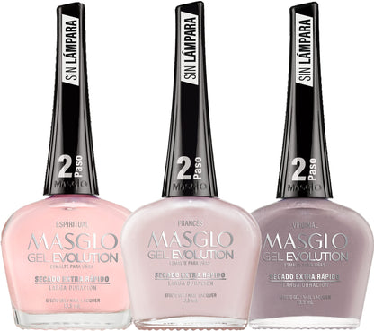 MASGLO Gel Evolution – Set of 3 Nail Polishes | No UV/LED Lamp Needed, Fast-Drying, 12-Day Wear, 14-Free Formula