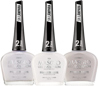 MASGLO Gel Evolution - Set of 3 No-Lamp Gel Polishes, 12-Day Wear