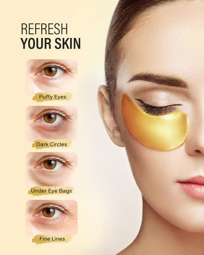 Maskiss 24k Gold Under Eye Patches – 20 Pairs | Collagen & Hyaluronic Acid for Puffy Eyes & Dark Circles