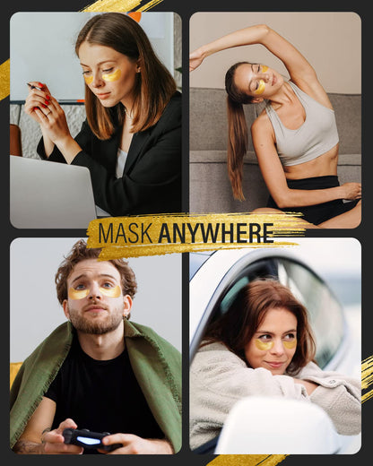 Maskiss 24k Gold Under Eye Patches – 20 Pairs | Collagen & Hyaluronic Acid for Puffy Eyes & Dark Circles