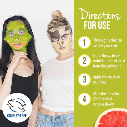 Masque BAR Pretty Animalz Sheet Masks – Hydrating Korean Skincare for All Skin Types (6-Pack)