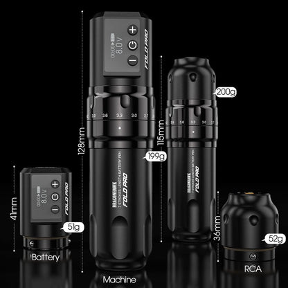 MAST TATTOO Fold Pro Wireless Rotary Pen – 7 Stroke Lengths, 2 Batteries, Mcore MY031