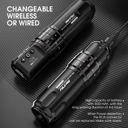 MAST TATTOO Fold Pro Wireless Rotary Pen – 7 Stroke Lengths, 2 Batteries, Mcore MY031
