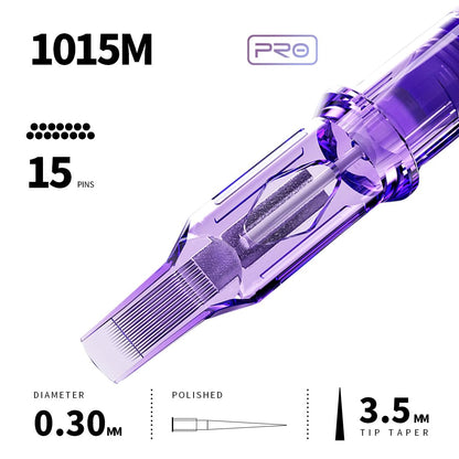 MAST TATTOO Mast Pro Cartridges 1015M – 20Pcs Disposable Bugpin Magnum Needles (Liner & Shader)