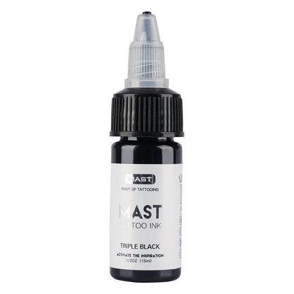 Mast Tattoo Ink Bottle 0.5oz - Triple Black Mas05 | Long-Lasting Color, Easy Flow, Vegan