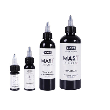 Mast Tattoo Ink Bottle 0.5oz - Triple Black Mas05 | Long-Lasting Color, Easy Flow, Vegan