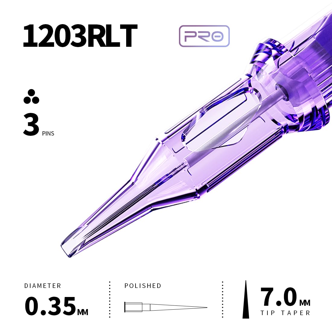 MAST TATTOO Pro Cartridge Needles – 20Pcs, 7mm 1203RLT, Tight Long Taper (Liner)