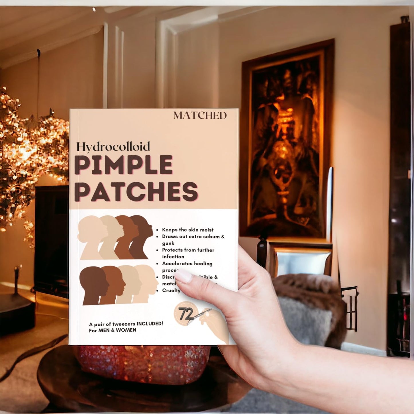 MATCHED Hydrocolloid Pimple Patches – Invisible, 3 Sizes, 72-Count – Skin-Tone Matching Acne Patches (Montreal)