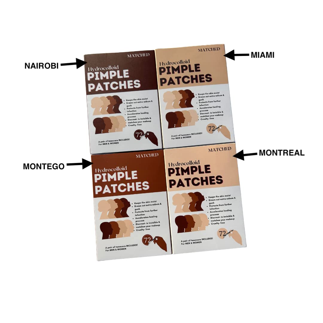 MATCHED Hydrocolloid Pimple Patches - Truly Invisible, 3 Sizes, 72-Count (MIAMI)