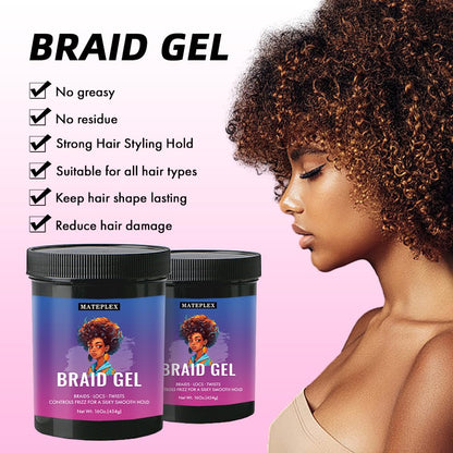 MATEPLEX 16 oz Braid Gel – Extreme Hold for Twist & Locs, Non-Greasy Edge Control
